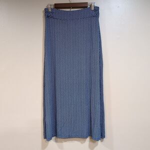 Liz Claiborne Maxi Skirt Womens‎ M Blue White Geometric Long Coastal Classic